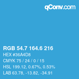 カラーコード: RGB 54.7 164.6 216 | qconv.com