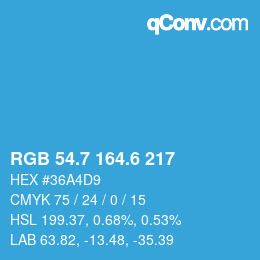 カラーコード: RGB 54.7 164.6 217 | qconv.com