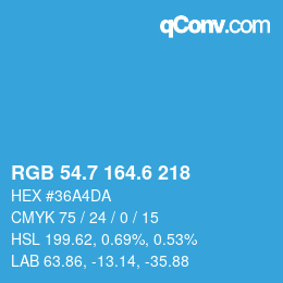 カラーコード: RGB 54.7 164.6 218 | qconv.com