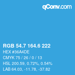 カラーコード: RGB 54.7 164.6 222 | qconv.com