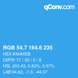 カラーコード: RGB 54.7 164.6 235 | qconv.com