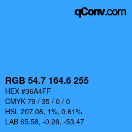 カラーコード: RGB 54.7 164.6 255 | qconv.com