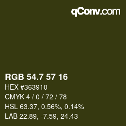 カラーコード: RGB 54.7 57 16 | qconv.com