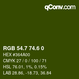 カラーコード: RGB 54.7 74.6 0 | qconv.com