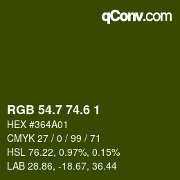 カラーコード: RGB 54.7 74.6 1 | qconv.com