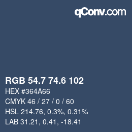 カラーコード: RGB 54.7 74.6 102 | qconv.com
