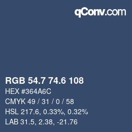 カラーコード: RGB 54.7 74.6 108 | qconv.com