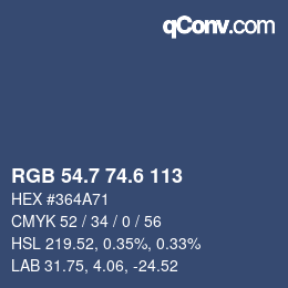 カラーコード: RGB 54.7 74.6 113 | qconv.com