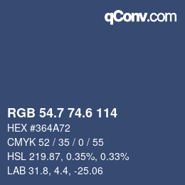 カラーコード: RGB 54.7 74.6 114 | qconv.com