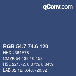 カラーコード: RGB 54.7 74.6 120 | qconv.com