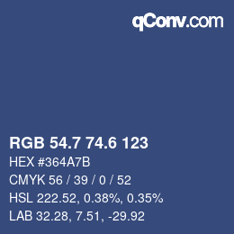 カラーコード: RGB 54.7 74.6 123 | qconv.com