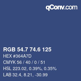 カラーコード: RGB 54.7 74.6 125 | qconv.com