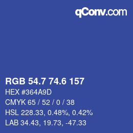 カラーコード: RGB 54.7 74.6 157 | qconv.com