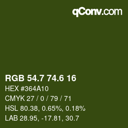 カラーコード: RGB 54.7 74.6 16 | qconv.com