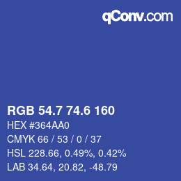 カラーコード: RGB 54.7 74.6 160 | qconv.com