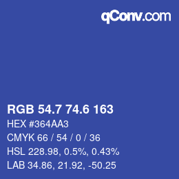 カラーコード: RGB 54.7 74.6 163 | qconv.com