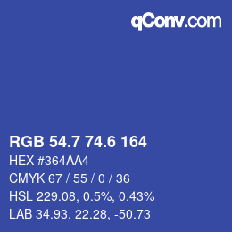 カラーコード: RGB 54.7 74.6 164 | qconv.com