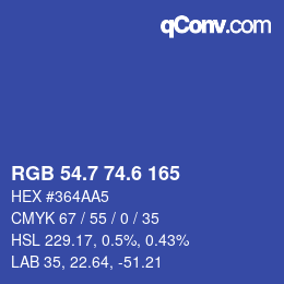 カラーコード: RGB 54.7 74.6 165 | qconv.com