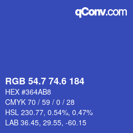 カラーコード: RGB 54.7 74.6 184 | qconv.com