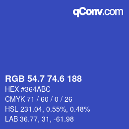 カラーコード: RGB 54.7 74.6 188 | qconv.com