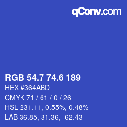 カラーコード: RGB 54.7 74.6 189 | qconv.com
