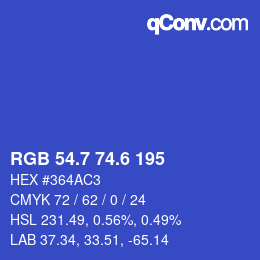 カラーコード: RGB 54.7 74.6 195 | qconv.com