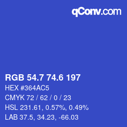 カラーコード: RGB 54.7 74.6 197 | qconv.com
