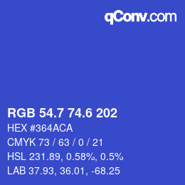 カラーコード: RGB 54.7 74.6 202 | qconv.com