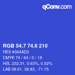 カラーコード: RGB 54.7 74.6 210 | qconv.com