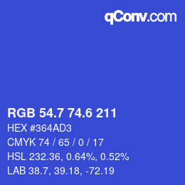 カラーコード: RGB 54.7 74.6 211 | qconv.com