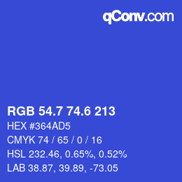 カラーコード: RGB 54.7 74.6 213 | qconv.com