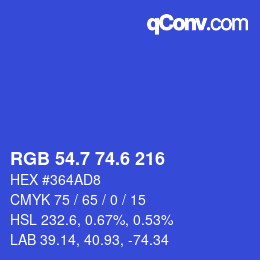 カラーコード: RGB 54.7 74.6 216 | qconv.com