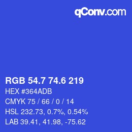 カラーコード: RGB 54.7 74.6 219 | qconv.com