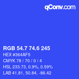 カラーコード: RGB 54.7 74.6 245 | qconv.com