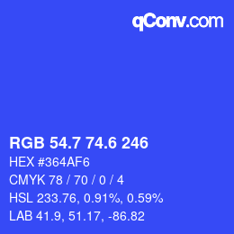 カラーコード: RGB 54.7 74.6 246 | qconv.com