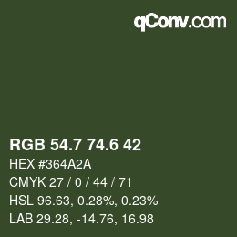 カラーコード: RGB 54.7 74.6 42 | qconv.com