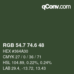 カラーコード: RGB 54.7 74.6 48 | qconv.com
