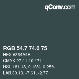 カラーコード: RGB 54.7 74.6 75 | qconv.com