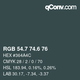 カラーコード: RGB 54.7 74.6 76 | qconv.com