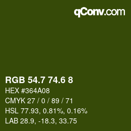 カラーコード: RGB 54.7 74.6 8 | qconv.com