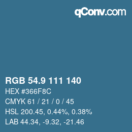 Color code: RGB 54.9 111 140 | qconv.com
