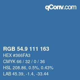 カラーコード: RGB 54.9 111 163 | qconv.com