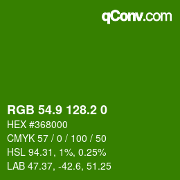 カラーコード: RGB 54.9 128.2 0 | qconv.com
