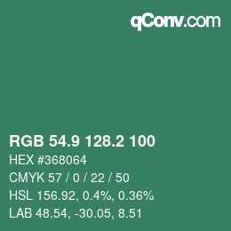 カラーコード: RGB 54.9 128.2 100 | qconv.com