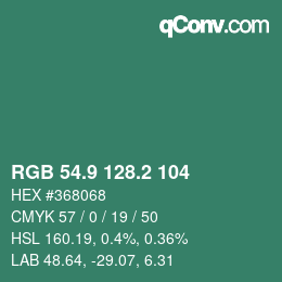 カラーコード: RGB 54.9 128.2 104 | qconv.com