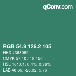 カラーコード: RGB 54.9 128.2 105 | qconv.com
