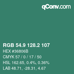 Color code: RGB 54.9 128.2 107 | qconv.com