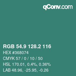 Color code: RGB 54.9 128.2 116 | qconv.com