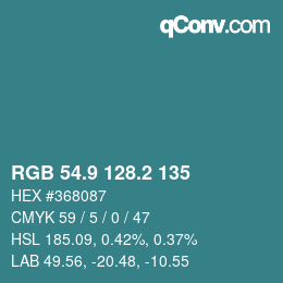 Color code: RGB 54.9 128.2 135 | qconv.com