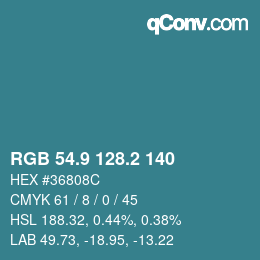 Color code: RGB 54.9 128.2 140 | qconv.com